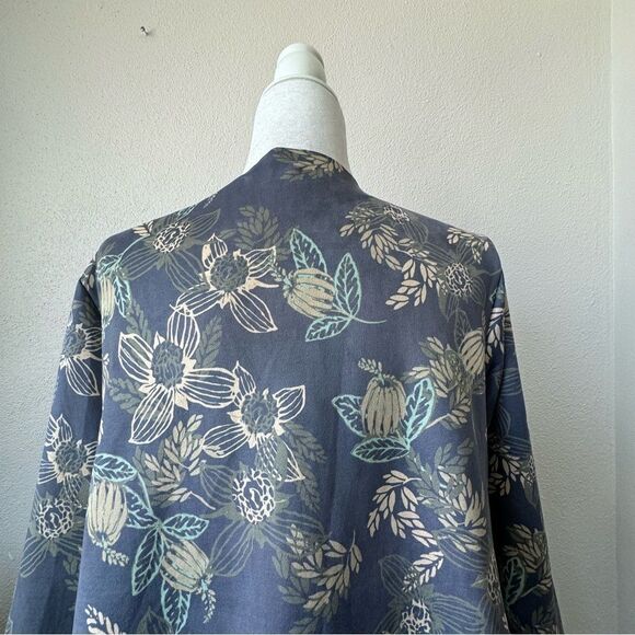 Naturals D & Co Open Front Cardigan Floral Faux Suede QVC SZ M - Picture 6 of 13